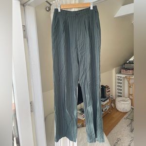 Reformation Mason trouser pants green pinstripe sycamore stripe